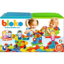Bloko – Coffret De 150 Avec 2 Plaques De Jeu Et 2 Figurines Famille – Dès 12 Mois – Fabriqué En Europe – Jouet De Construction 1er Âge – 503625 - 