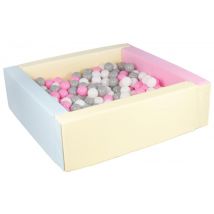 Piscine À Balles Carrée Avec 300 Balles - Rose, Bleu, Jaune (pastel)/blanc,rose Clair,gris - Velinda