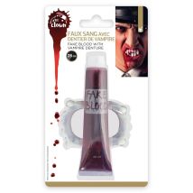 Gel Rouge - Spécial Halloween - Imitation Hémoglobine -28 Ml - Avec Dentier De Vampire - P'tit Clown