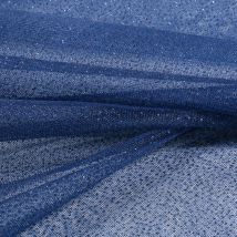 Tissu Tulle Strass Paillettes Bleu Marine - Au Mètre - Craftine