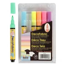 6 Feutres Textile Fluo Glitter Deco - 3 Mm - Youdoit