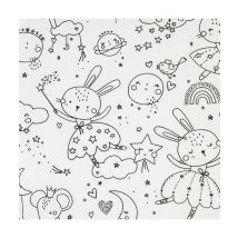 Tissu Lapin Nuit À Colorier De 150 Cm De Largeur Blanc/noir Blanc Vendu Par 50 Cm - Distrifil