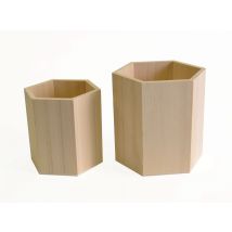 Set 2 Pots Hexagonaux Bois - Artemio