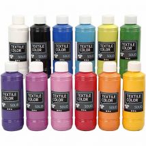 Textile Color, Opaque, Ass. De Couleurs, 12x250 Ml/ 1 Pq. - CC Hobby