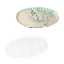 Moule En Silicone 23,7cm X 13,3cm X 2cm - Plateau Ovale Irrégulier - Jesmonite