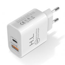 Chargeur Secteur Usb / Usb-c 18w Power Delivery Q.c 3.0 Blanc - Avizar
