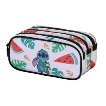 Maxi Trousse Stitch Disney Triple Compartiment - Pastèque Et Feuilles - Cadeaux-et-anniversaire.com