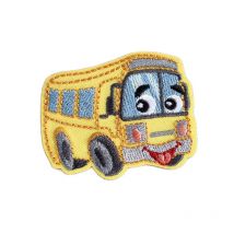 Lot De 3 Écussons Transports Rigolos Bus Jaune 5,2cm X 4cm - My mercerie