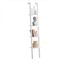 Sobuy Frg15-w Bibliothèque Étagère Murale Style Échelle, Étagère Échelle 4 Niveaux - Sobuy