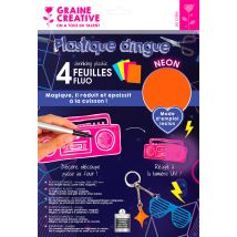 Plastique Dingue A4 Fluo 4 Feuilles - Graine Creative