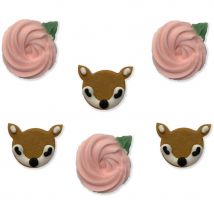 6 Décors En Sucre - Cerf Et Fleur - CREATIVE PARTY