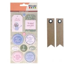 Autocollants Puffies Xl Love Story + 20 Étiquettes Kraft Fanion - Youdoit
