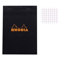 Bloc Notes - A5 - 14,8x21 Cm - Petits Carreaux - 80 Feuilles - Noir - Rhodia