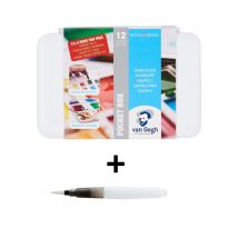 Boîte De 12 Demi-godets Peinture Aquarelle Stylo Pinceau Réservoir - Royal Talens