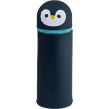Trousse - Scolaire - Ronde - Pingouin - Silicone Souple - Fermeture Éclair - 18cm - Puckator