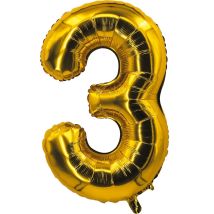 Ballon Aluminium - 30 Cm - Or - Chiffre 3 - P'tit Clown