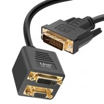 Linq Adaptateur Dvi Mâle Vers Vga Femelle Et Dvi-i Femelle Compact 33cm Noir