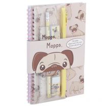 Set De Papeterie Thème Chien Carlin - 6 Pièces - PUCKATOR