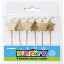 6 Mini Bougies Etoiles Or - Annikids