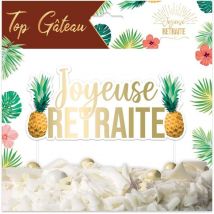 Décoration Gâteau - Motif Tropical - Joyeuse Retraite - 17x13cm - Tropical Party - Sudio