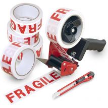 Matériel Pour Expédier Des Colis - Dévidoir - Cutter - 6 Rouleaux Adhésif Fragile - Esselte