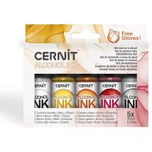 Encres À Alcool - Couleurs Chaudes - 5 Flacons 20ml - Tous Supports - Cernit