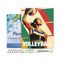 Peinture Par Numéro Figured'art Avec Cadre - Affiche Sportive Volley - Kit De Loisir Créatif Diy Numéro D'Art Complet - 40x50cm Toile Tendue Sur