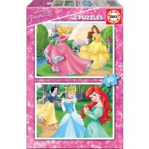 Puzzle 2 X 20 – Princesses De Disney - Educa Borras - Bleu