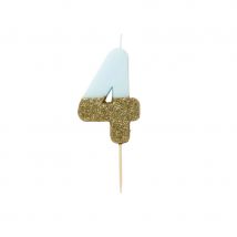 Bougie Blue Or Chiffre 4 - Talking Tables