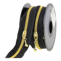 Fermeture À Glissière Spirale N°4 Avec Avec Tirettes Rondes - Milward Noir Et Or