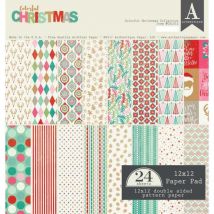 Bloc De 24 Feuilles De Scrap Recto Verso Authentique Colorful Christmas - Authentique