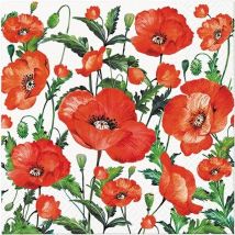 Lot De 4 Serviettes En Papier Découpage Collage 33 Cm Fleur Coquelicot F 4013 - Paw deco collection