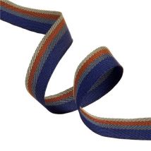 Bobine 25m Sergé À Rayures / Stripes Bleu Marine 15mm - Stephanoise