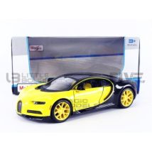 Voiture Miniature De Collection - Maisto 1/24 - Bugatti Chiron - 2018 - Jaune / Noir - 31514y - Maisto