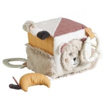 Cube D'Activité Bébé En Velours Beige - Sauthon