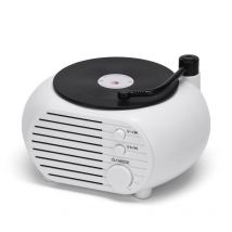 Enceinte Bluetooth Rétro Vinyle Sans Fil Son Surround Puissant Vert Noir + Blanc Yonis - Yonis