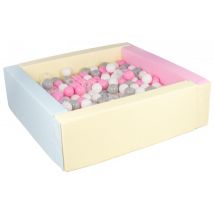 Piscine À Balles Carrée Avec 300 Balles - Rose, Bleu, Jaune P/blanc, Transparent, Rose, Gris - Velinda