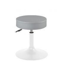 Tabouret Simili Rond Rembourré Pivotant Hauteur Réglable 43 À 57 Cm Yu (gris Blanc) - Kayelles