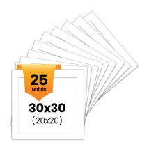 25 Passe-partout - Blanc - 30x30cm - Photo 20x20cm - Pour Cadre - Encadrement - Aedes