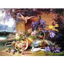 Puzzle 2000 Pièces - Nature Ombree Élégante Avec Fleurs, Eugène Bidau - Castorland
