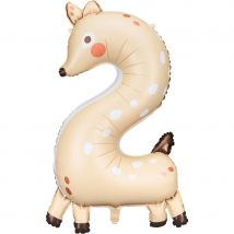 Ballon Aluminium Hélium Animaux Chiffre 2 - Faon - PartyDeco