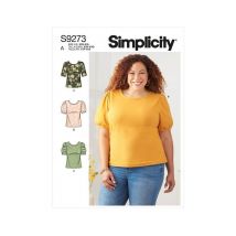 Patron Simplicity 9273.a - Top En Maille, Encolure Arrondie Avec Variations De Manches Du 32 Au 54 (fr) Taille N°fr 32-54