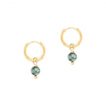 Boucles D'Oreilles Créoles Serena En Pierres Turquoise Africain - SLOYA