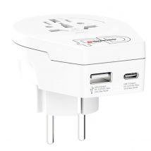 Skross Adaptateur Chargeur De Voyage Usb 18w Et Usb-c 20w Power Delivery Monde Vers Europe Blanc