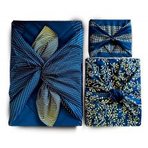 Lot De 3 Emballage Papier Cadeau Réutilisable Coton Recyclé Tissu Furoshiki Ecologique Pack Famille Extraordinaire - Carédeau