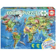 Puzzle 150 Pcs - Mappemonde Dinosaures - Educa Borras
