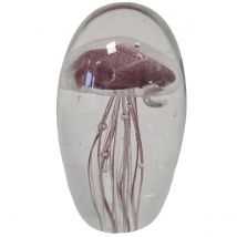 Presse Papier Sulfure Méduse Aubergine En Verre 8 Cm
