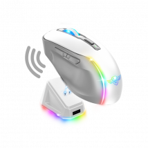 Souris Sans Fil Avec Socle De Recharge - Blanche - Gaming - Elite-m50 - Led - Personnalisable - Boutons Programmables - Spirit Of Gamer