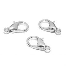 50 Fermoirs Mousquetons Métal Argente Clair 12 X 6 Mm - Creation Bijoux Perles - La boutique de Karine