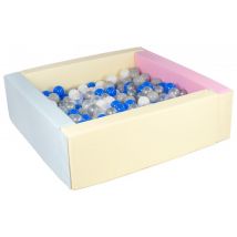 Piscine À Balles Carrée Avec 200 Balles – Bords 3 Couleurs/transparent, Blanc, Bleu, Gris, Argent - Velinda